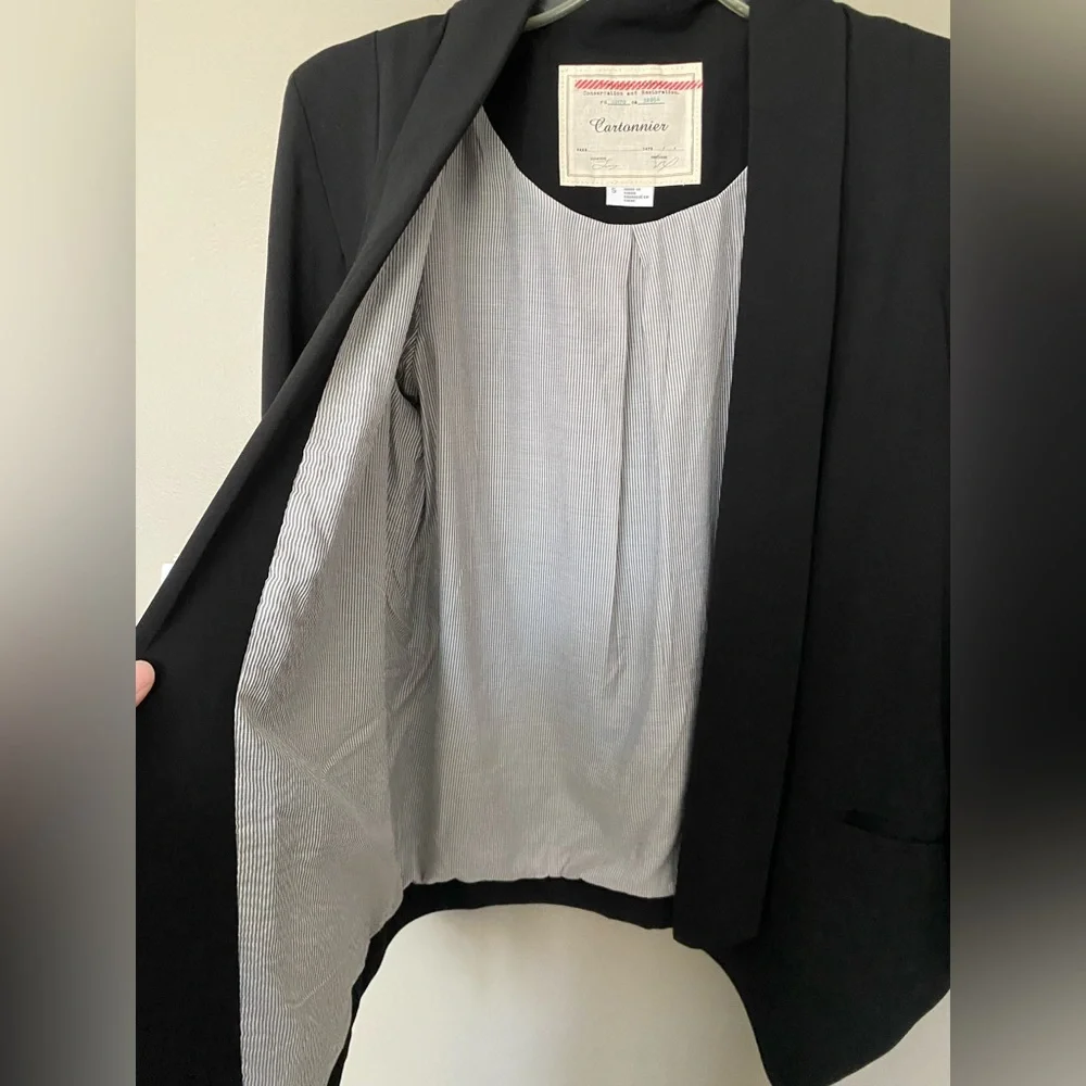 CARTONNIER x ANTHROPOLOGIE Open Front Tailored Black Blazer Size Small